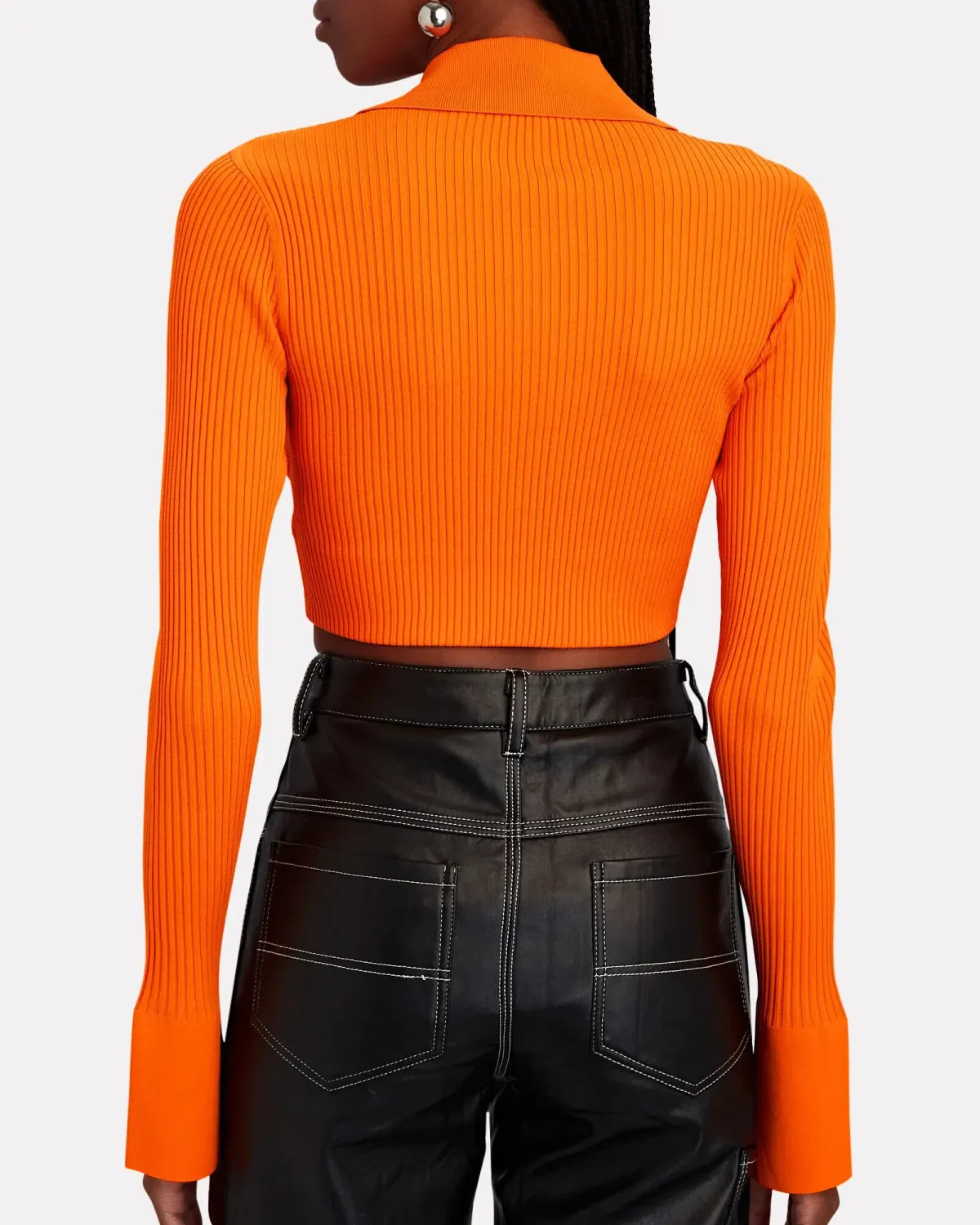 A.L.C. Ashlyn Rib Knit Crop Top Orange Size 8 - Image 2