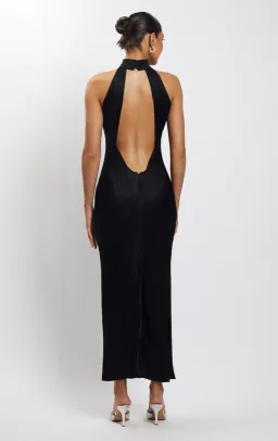 Meshki Satin Drape Back Maxi Dress Black Size 6 for rent on The Volte - image 2