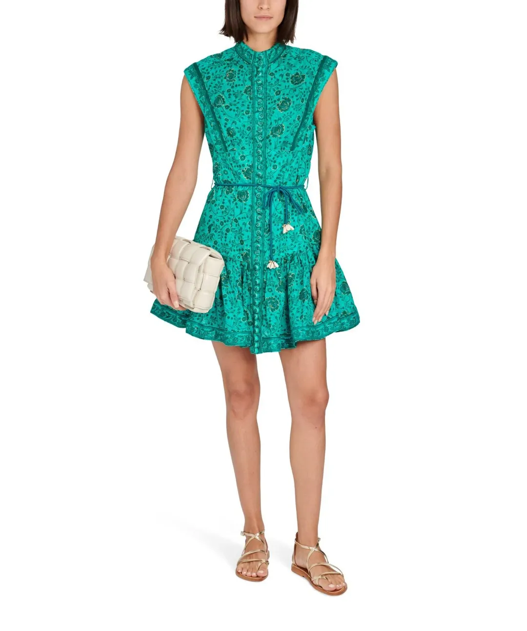 Zimmerman Lulu Aline Mini Dress Jade Floral Size 1 / Au 10 for rent on The Volte - main image