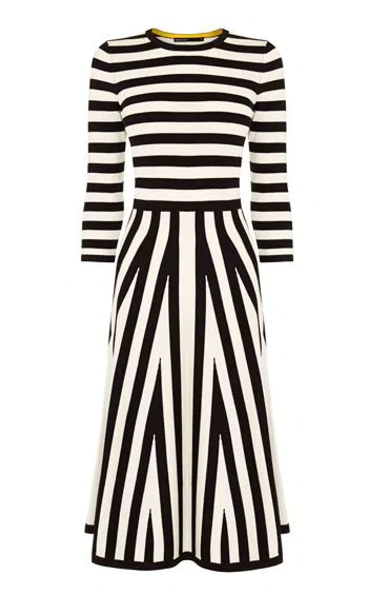 Karen Millen Striped Knit Midi Dress Black/White Size L / Au 12 - Image 2