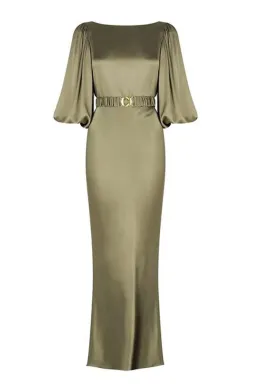 Shona Joy La Lune Balloon Sleeve Midi Dress With Belt in Moss Size 6 / XS for rent on The Volte - image 5