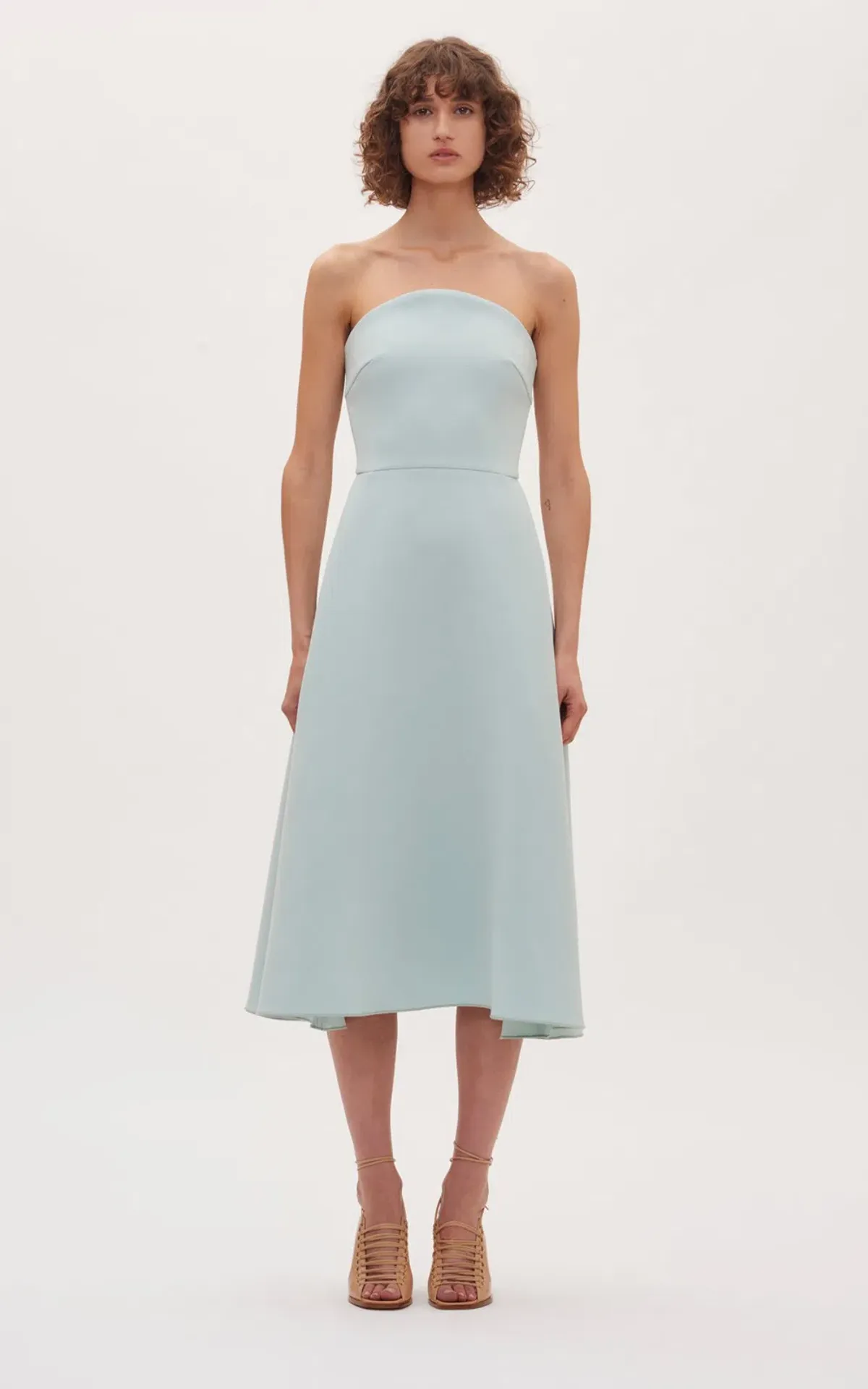 Dion Lee Concave Crepe Strapless Midi Dress Seafoam Size 8 - Image 1