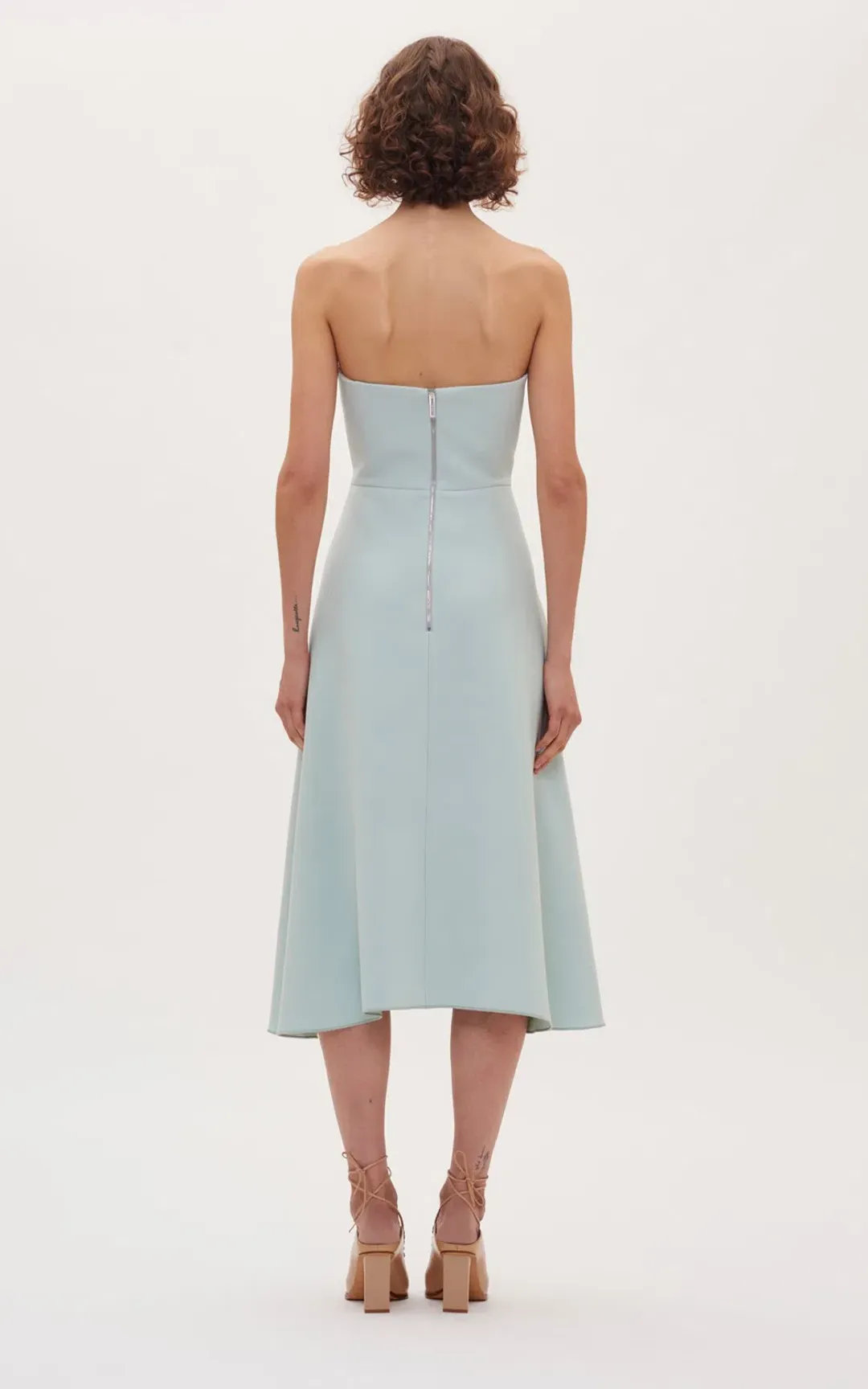 Dion Lee Concave Crepe Strapless Midi Dress Seafoam Size 8 for rent on The Volte - main image