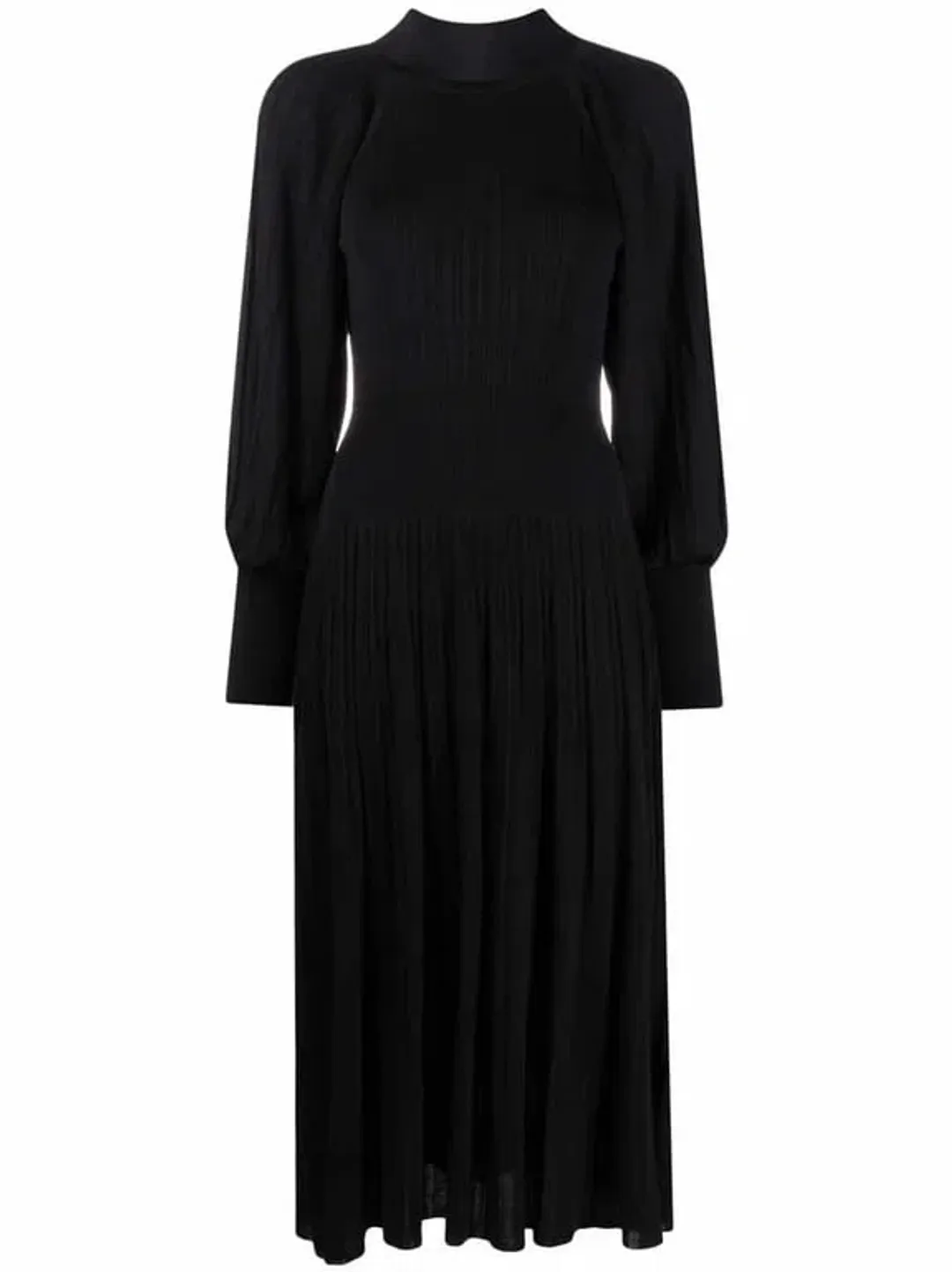 Zimmermann Long Sleeve Pleated Midi Dress Black Size 0 / Au 8 for rent on The Volte - main image
