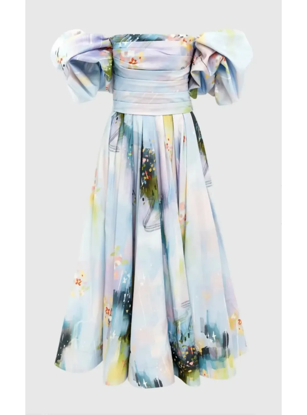 Leo Lin Matilda Puff Sleeve Midi Dress Willow Print Size AU 12 for rent on The Volte - main image