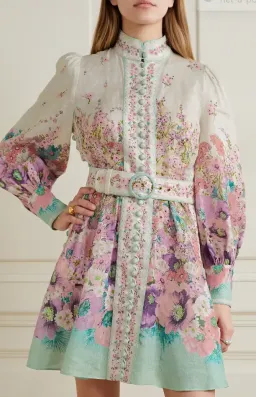 Zimmermann Jude Belted Floral-Print Linen Mini Dress Floral Size 3/AUS 14 for rent on The Volte - image 2