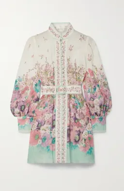 Zimmermann Jude Belted Floral-Print Linen Mini Dress Floral Size 3/AUS 14 for rent on The Volte - image 4