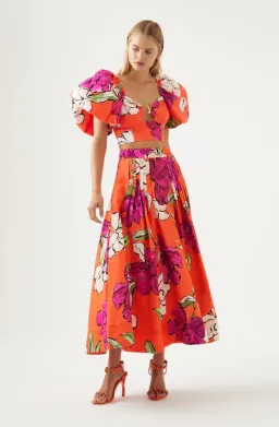 Aje Marcel Puff Sleeve Top and Lewis Tuck Detail Skirt Set Floral Size M / AU 10 for rent on The Volte - image 1