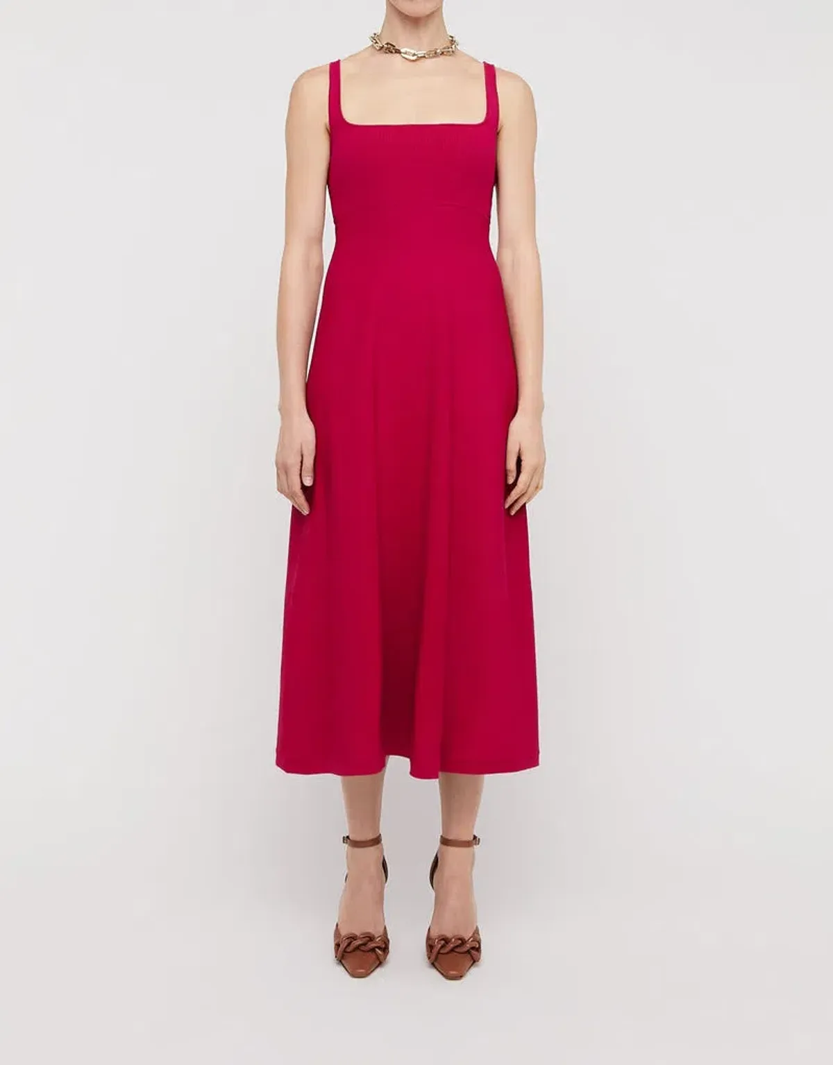 Scanlan Theodore Crepe Knit Square Neck Dress in Raspberry Size S / Au 8 for rent on The Volte - main image