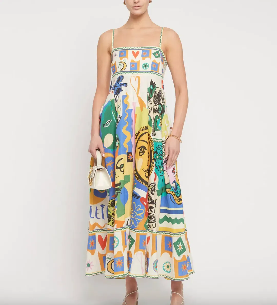 Alemais Soleil Linen Sundress in Ivory Size 8 for rent on The Volte - main image