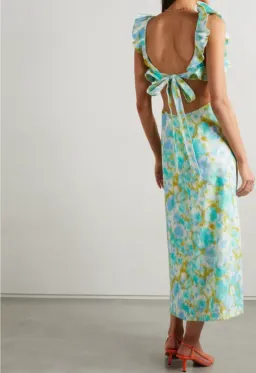 Zimmermann The High Tide Frilled Midi in Aqua Ikat Floral Size 12 for rent on The Volte - image 4