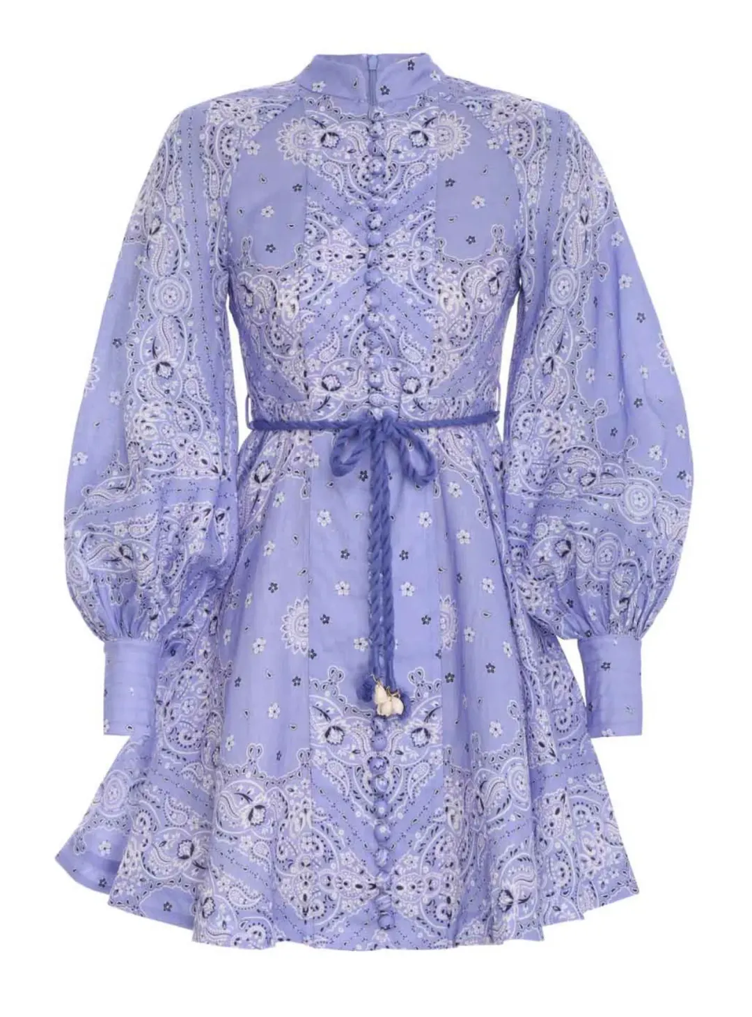 Zimmerman Violet Button Up Mini Dress in Cornflower Bandana Print Size 1 / Au 10 for rent on The Volte - main image