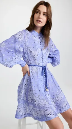 Zimmerman Violet Button Up Mini Dress in Cornflower Bandana Print Size 1 / Au 10 for rent on The Volte - image 5