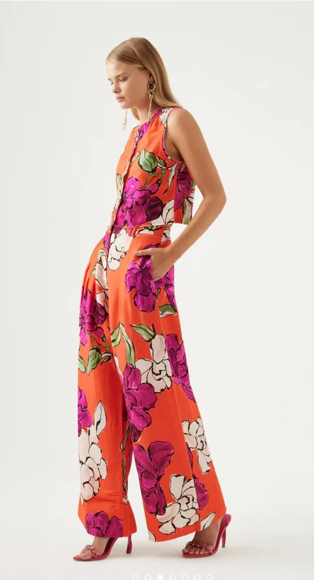 Aje Bessie Shell Top and Dazzling Floral Wide Leg Pant Set Floral Size 14 for rent on The Volte - main image