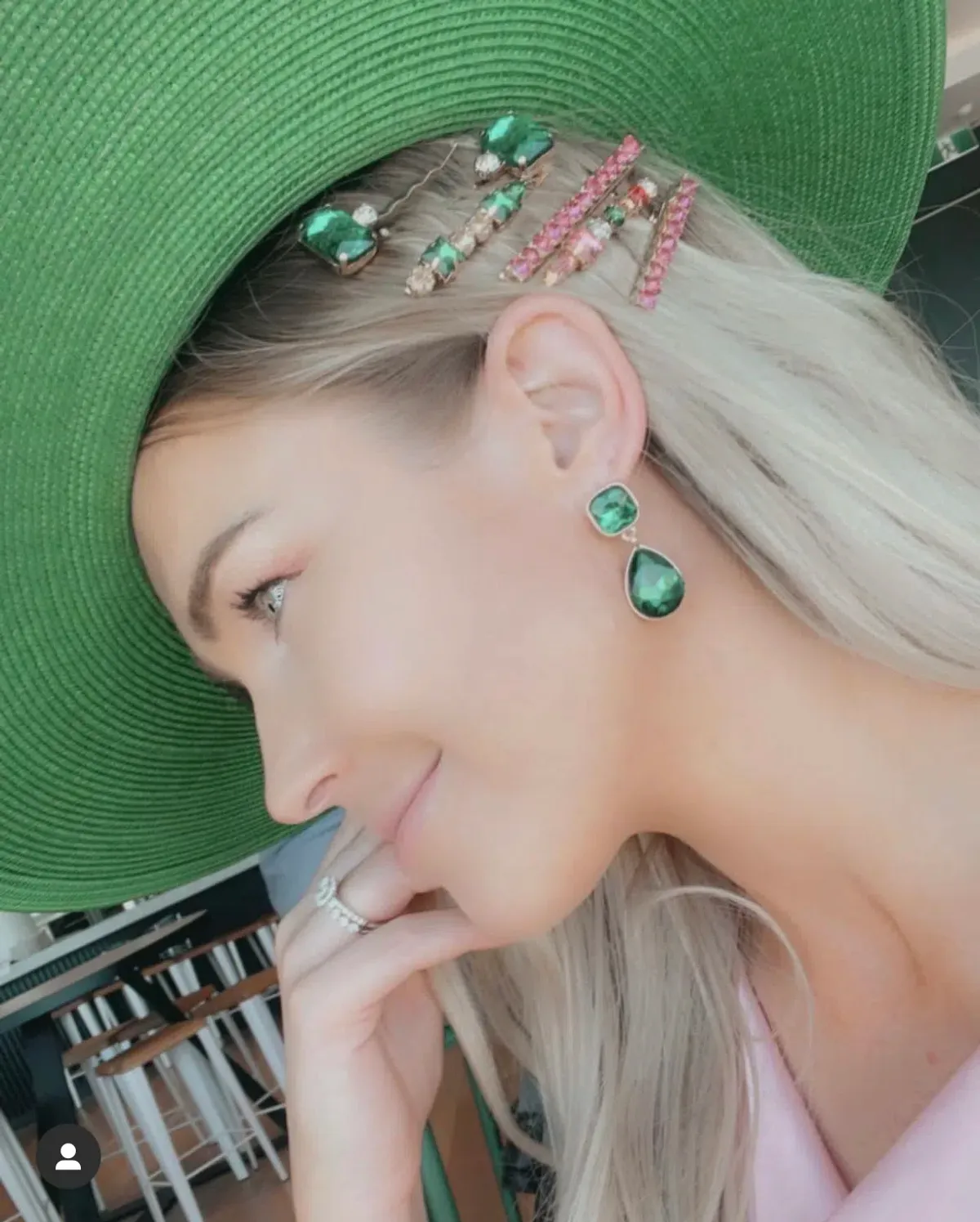 Morgan & Taylor Macy Boater hat in Green - Image 3