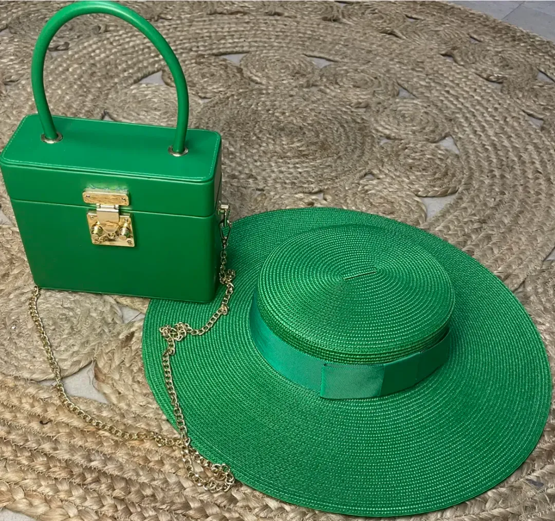 Morgan & Taylor Macy Boater hat in Green for rent on The Volte - main image