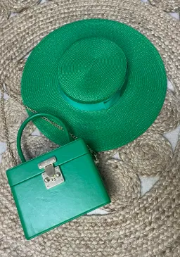 Morgan & Taylor Macy Boater hat in Green for rent on The Volte - image 4