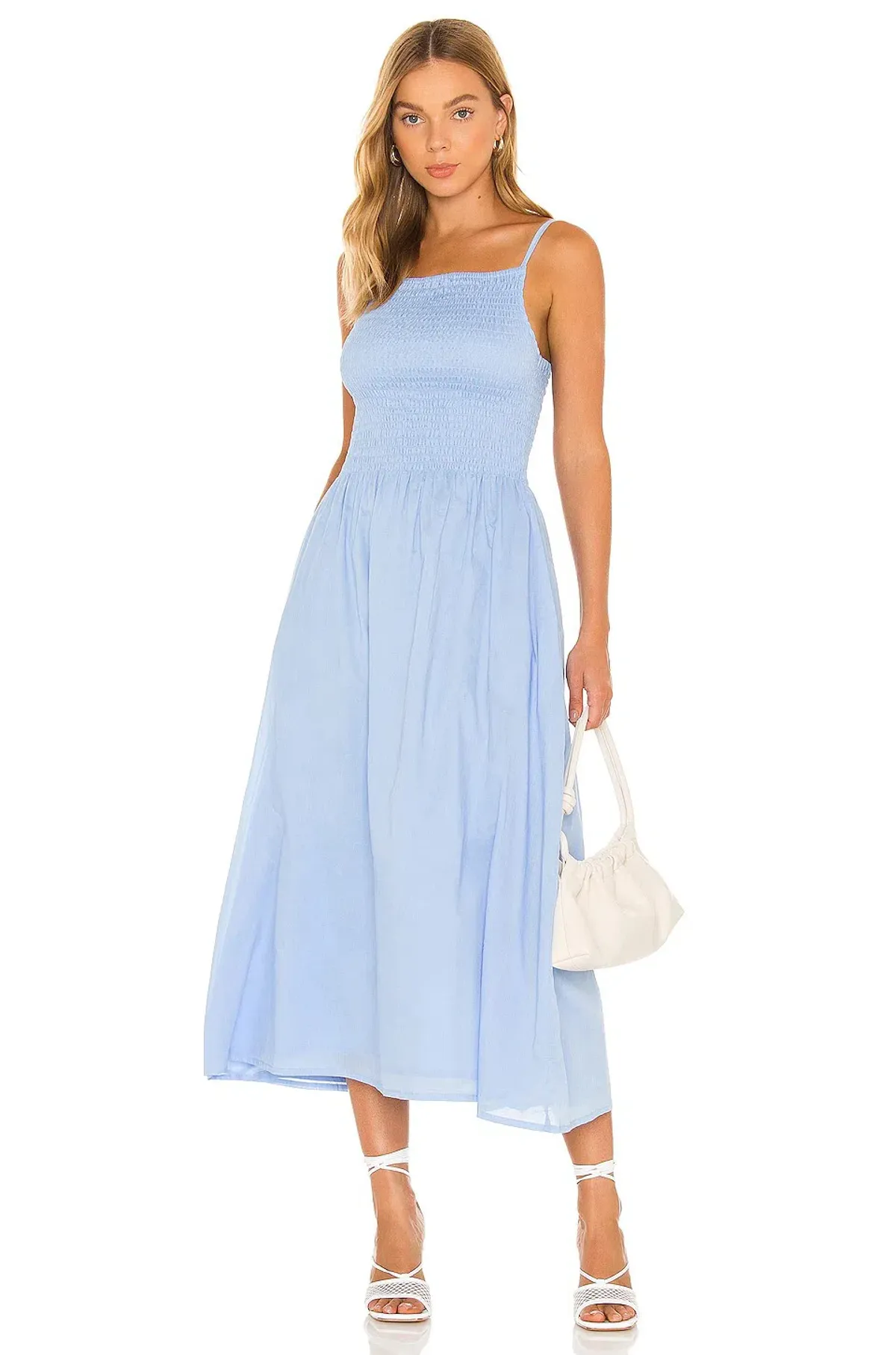 Faithfull the Brand Nolie Midi Dress Sky Blue Size 10 - Image 1