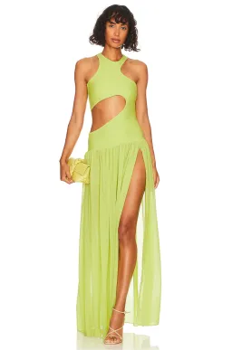 L’Academie Cachet Maxi Dress in Chartreuse Size 10 for rent on The Volte - image 1