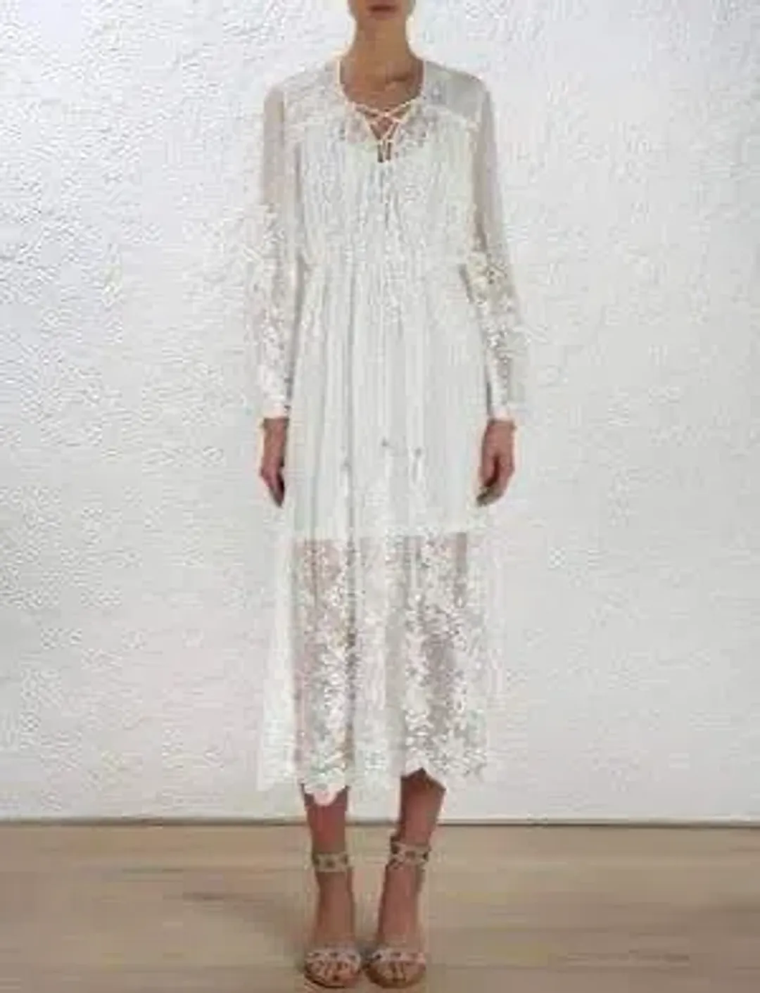 Zimmermann Roza Silk Veil Gathered Dress White With Slip Size 3/AU 14 for rent on The Volte - main image
