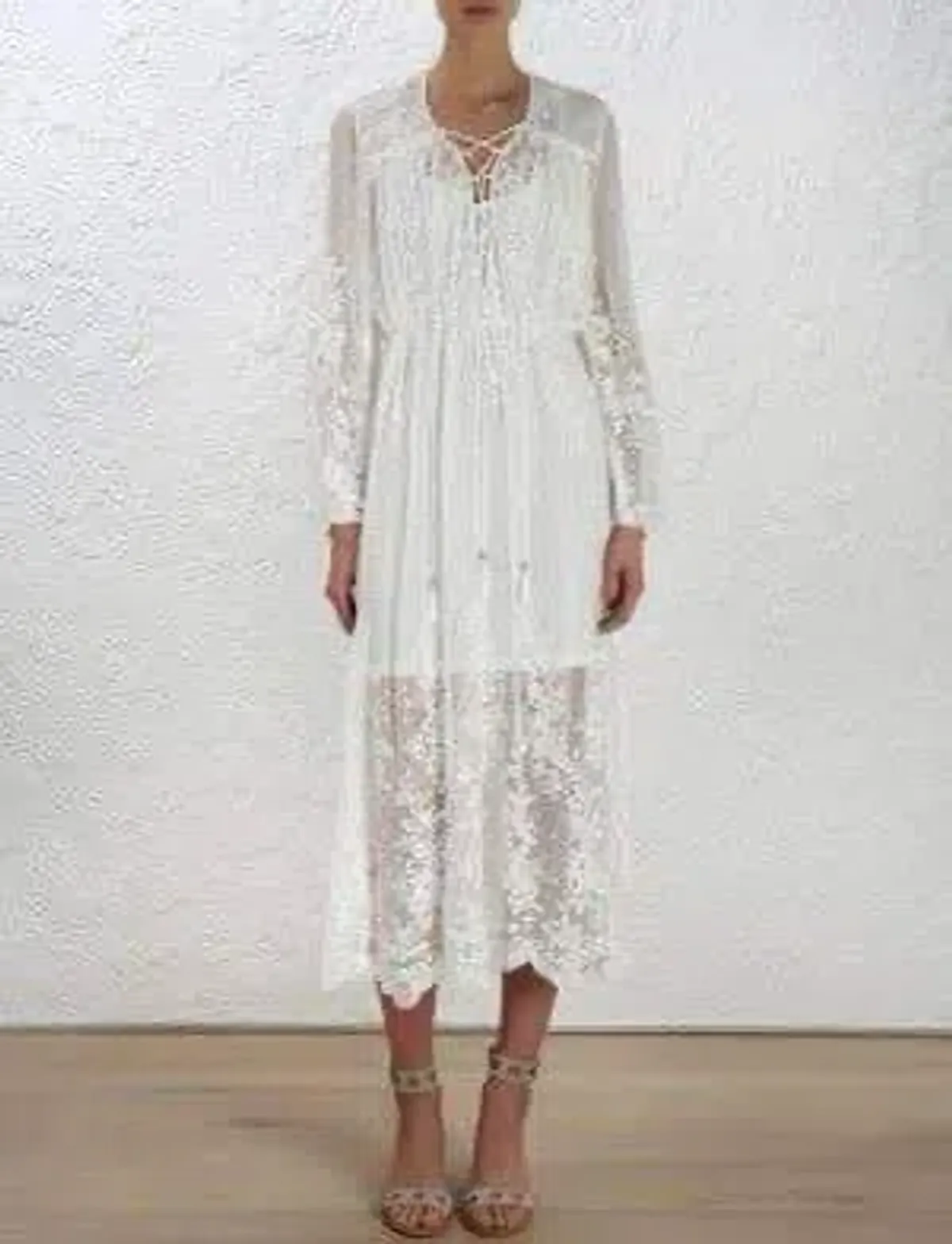 Zimmermann Roza Silk Veil Gathered Dress White With Slip Size 3/AU 14 - Image 1