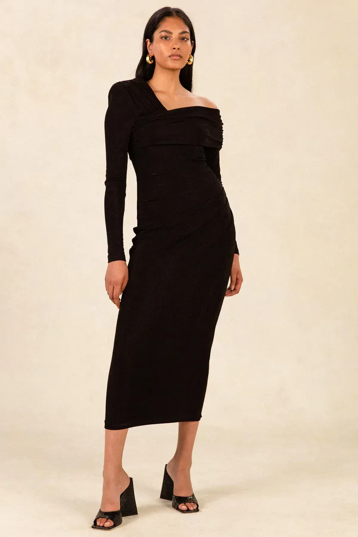 Misha Elenor Slinky Jersey Dress Black Size 10 for rent on The Volte - main image