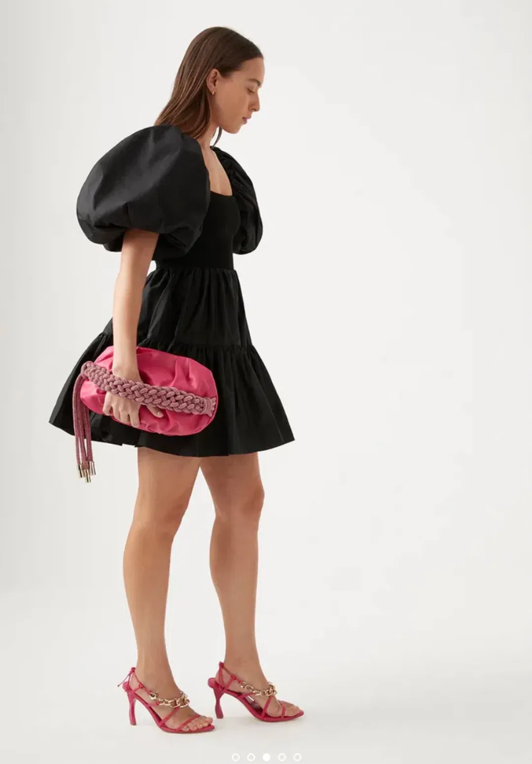 Aje Casa Puff Mini Dress Black Size 8 for rent on The Volte - main image