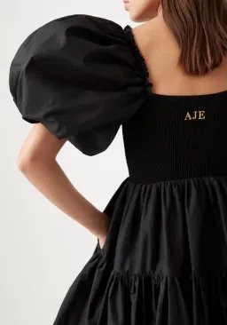 Aje Casa Puff Mini Dress Black Size 8 for rent on The Volte - image 3