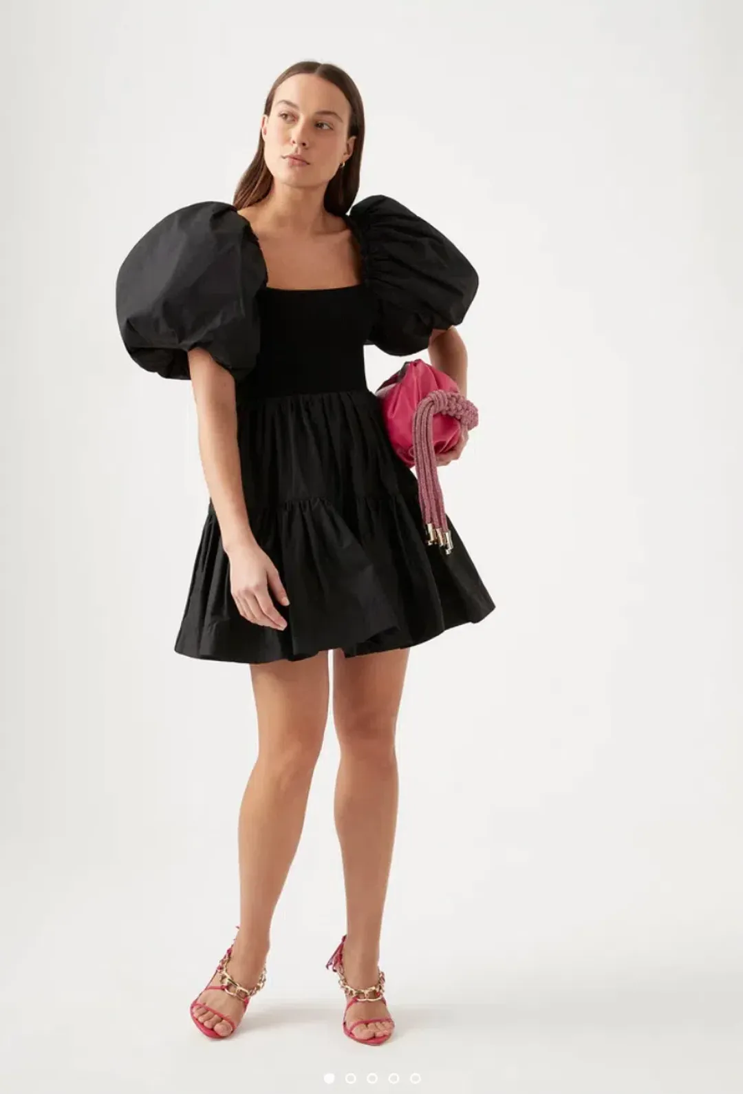 Aje Casa Puff Mini Dress Black Size 8 for rent on The Volte - main image