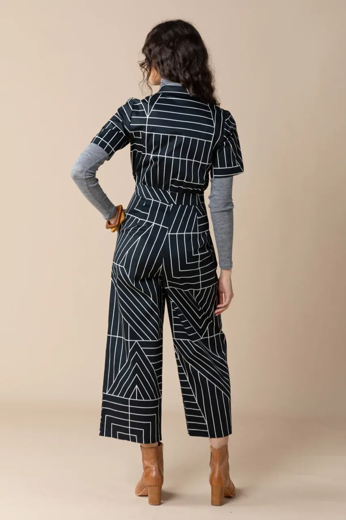Frock Me Out Monochrome Freestyler Jumpsuit Lines Print Size 16 - Image 3