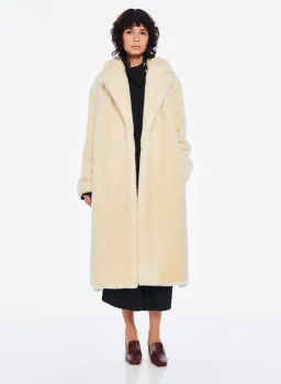 Tibi Luxe Faux Fur Oversized Coat Cream Size 10 for rent on The Volte - image 1