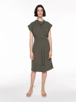 Veronika Maine Drapey Weave Drape Neck Midi Dress Khaki Size 14 for rent on The Volte - image 1
