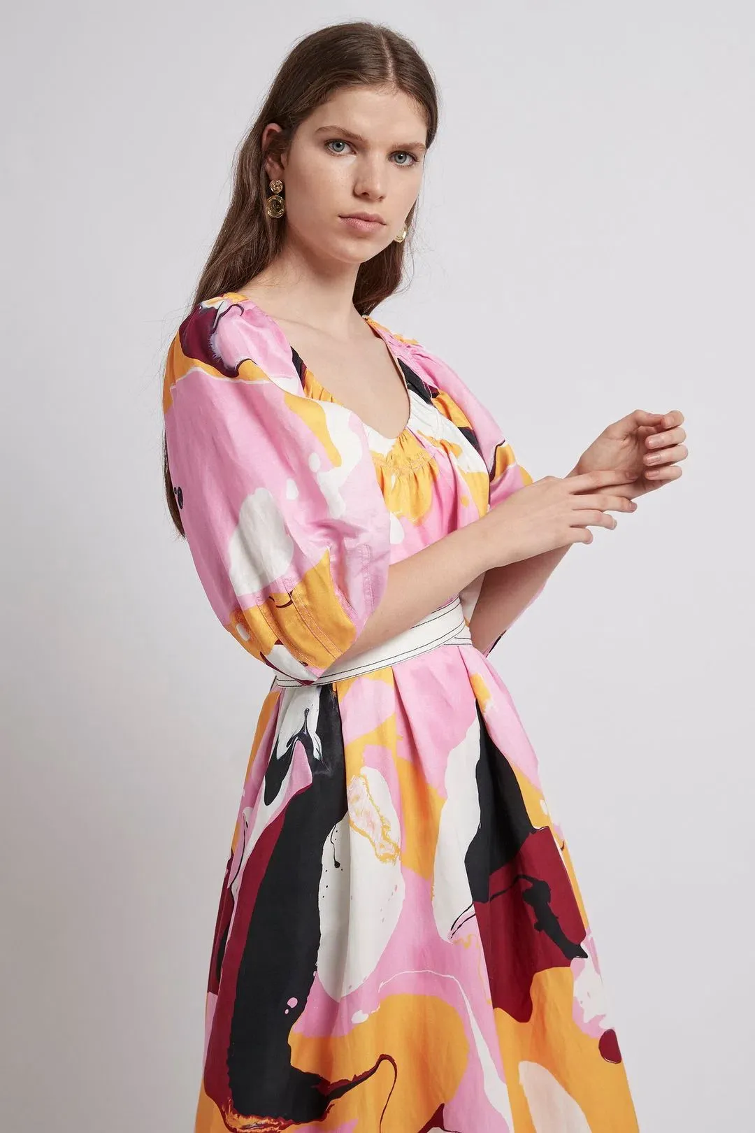 Aje Psychedelia Smock Dress Midi Dress Print Size 6 for rent on The Volte - main image