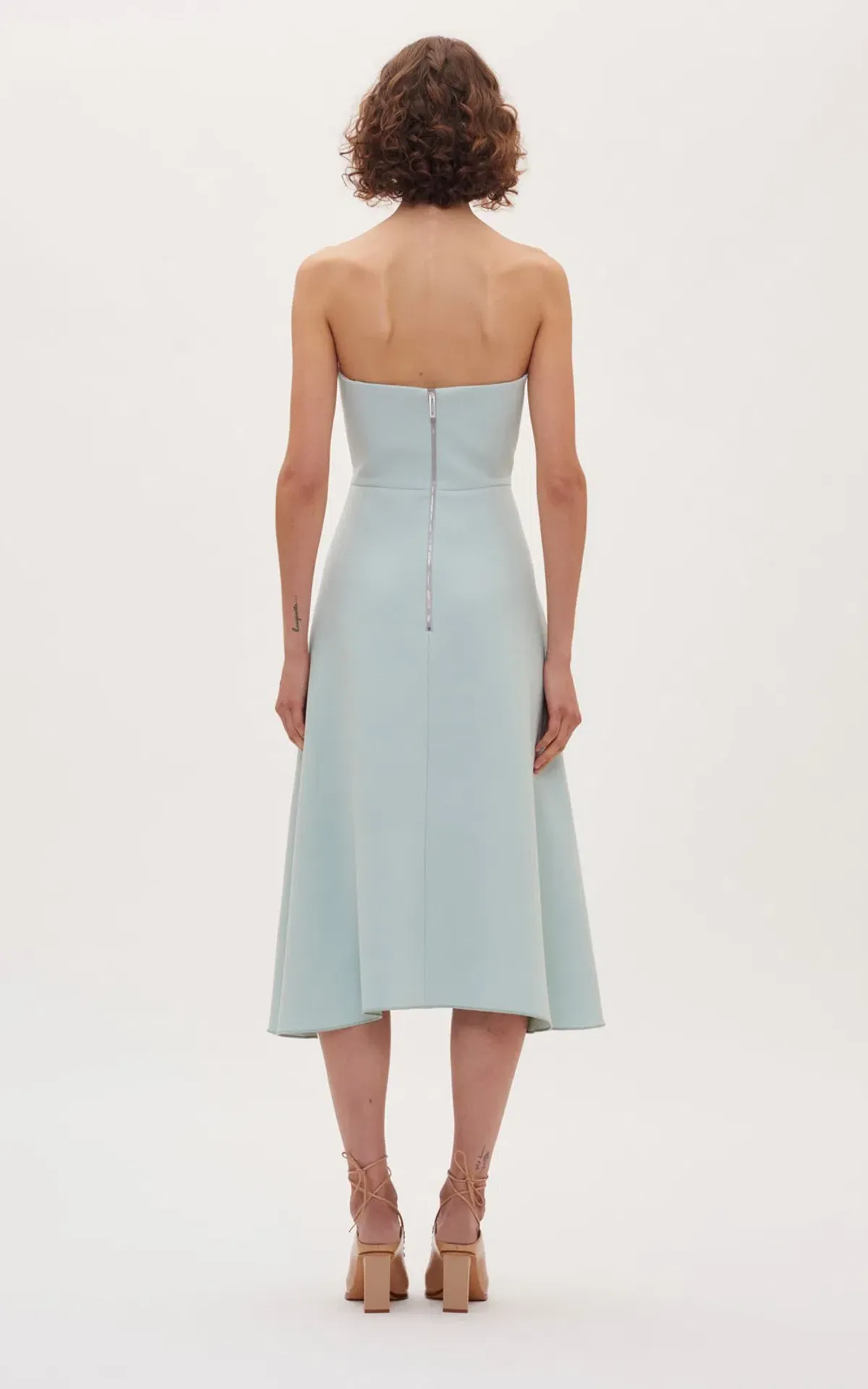 Dion Lee Concave Crepe Strapless Midi Dress Seafoam Size 4 - Image 3