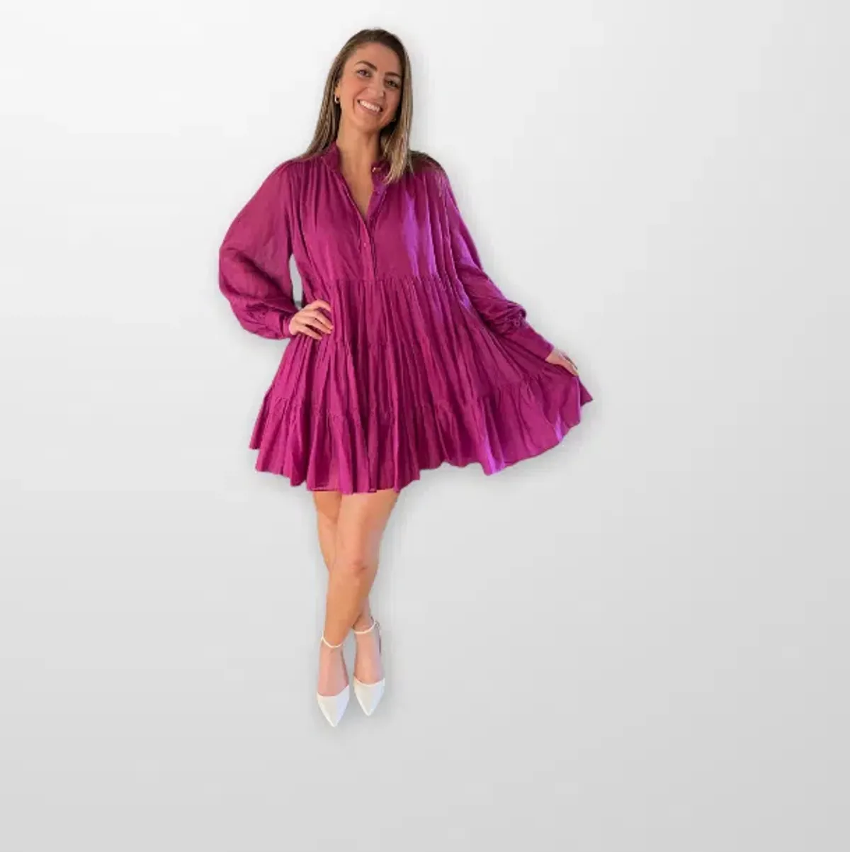Aje Romance Smock Mini Dress Fuchsia Size 14 / XL - Image 2