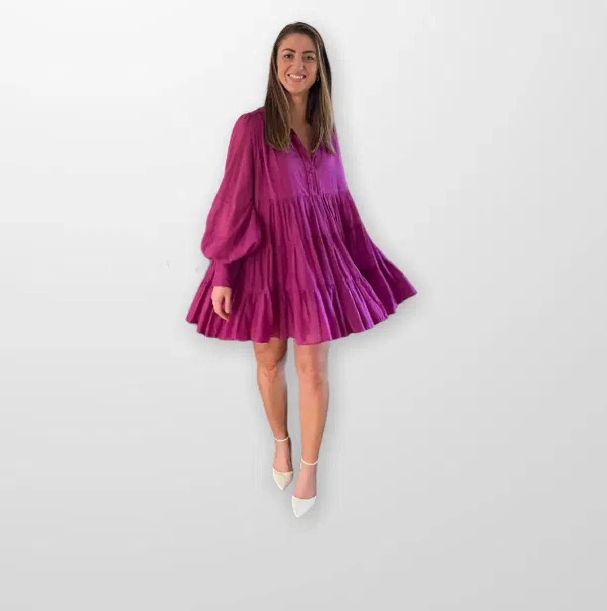 Aje Romance Smock Mini Dress Fuchsia Size 14 / XL - Image 3