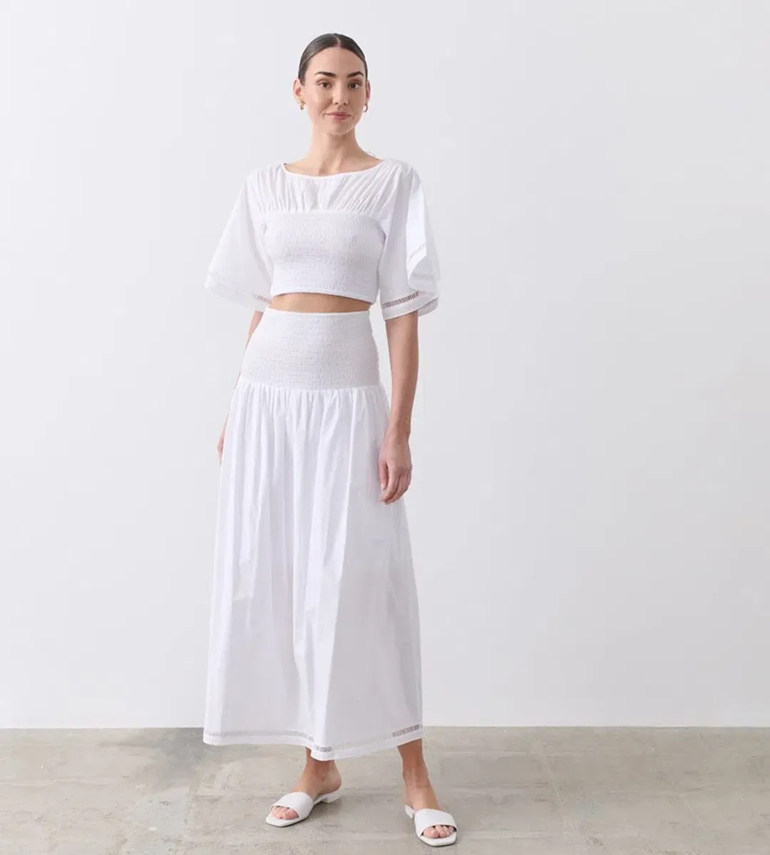 Joslin Yoko Cotton Skirt/Dress in Optical White Size 10 for rent on The Volte - main image
