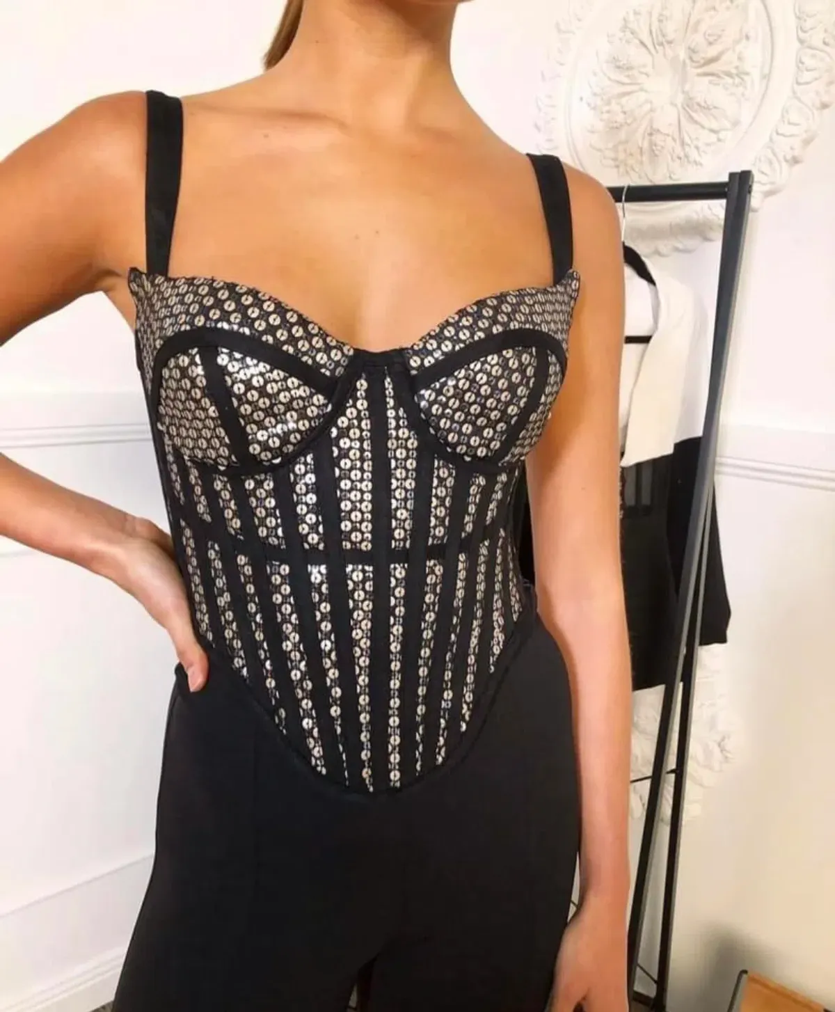 Eliya the Label The Zayna Corset Top Black/Silver Sequin Size XS/AU 6 - Image 3