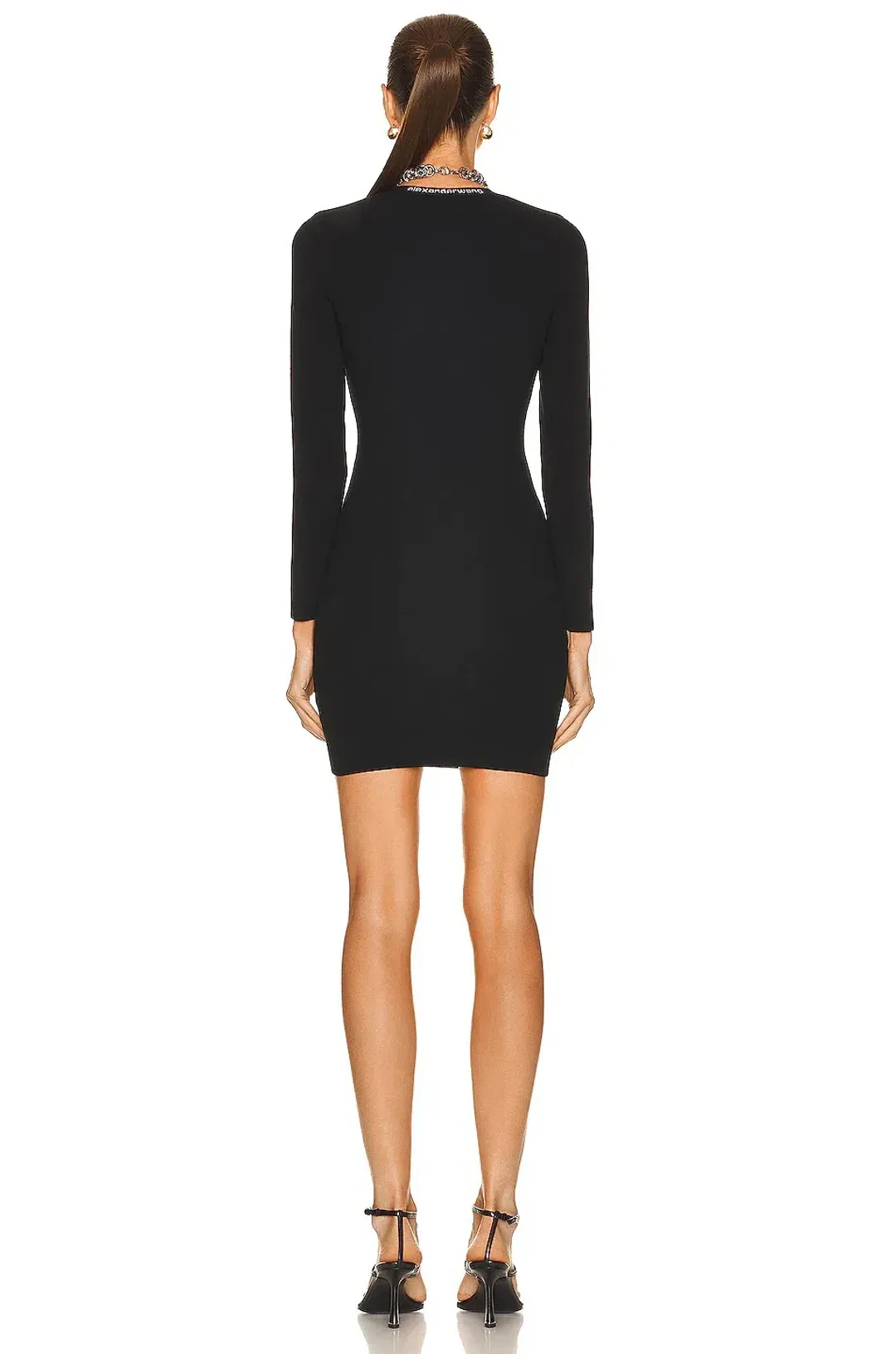 Alexander Wang Logo Bodycon Scoop Neck Mini Dress Black Size S for rent on The Volte - main image