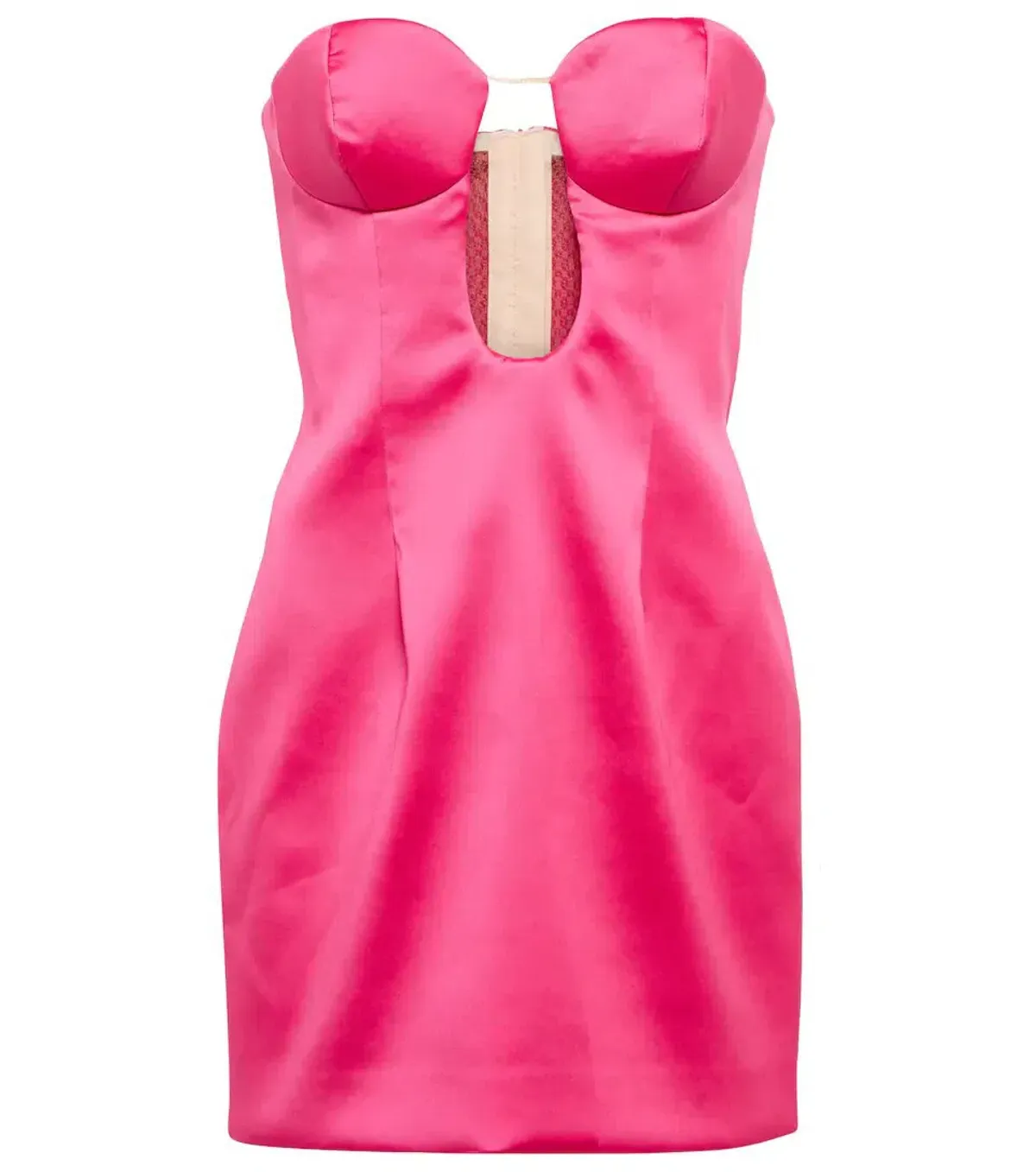 Magda Butrym Strapless Satin Bustier Mini Dress Pink Size 8 - Image 3