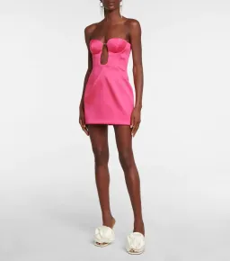 Magda Butrym Strapless Satin Bustier Mini Dress Pink Size 8 for rent on The Volte - image 1