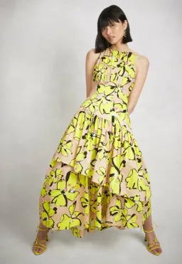 AJE Pelicano Racer Asymm Tiered Dress Citrus Bloom Size 4 for rent on The Volte - image 1