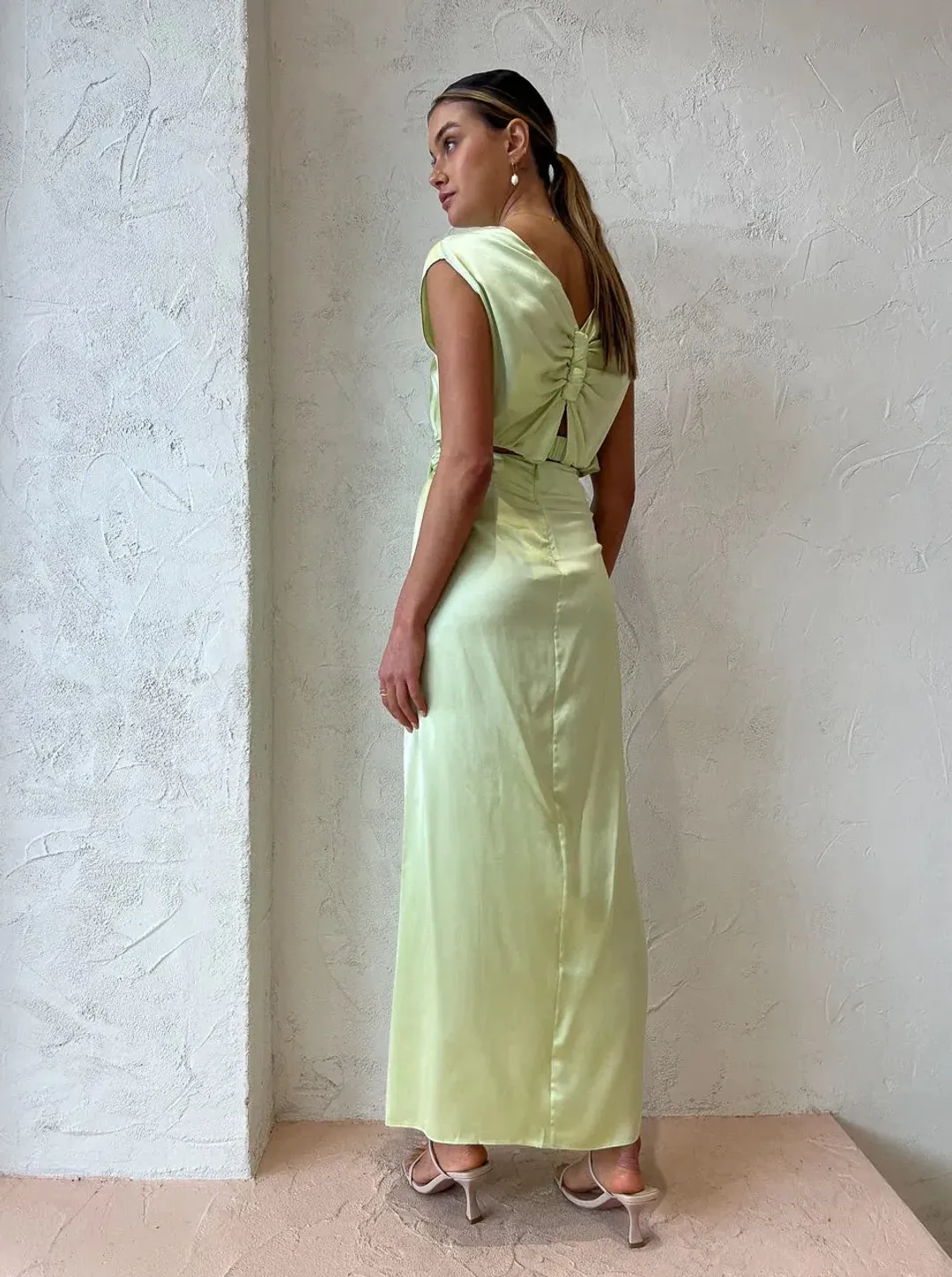Ginia Indy Skirt and Top in Lime Size 10 for rent on The Volte - main image