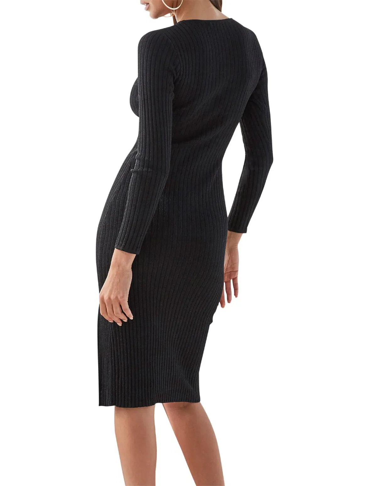 By Johnny Double Ribbed Shine Midi Dress Black Size 6 - Image 2