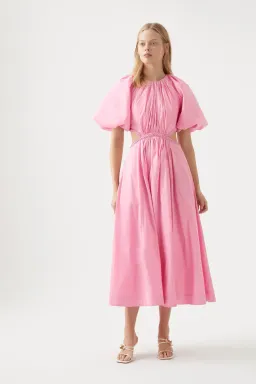 Aje Capucine Puff Sleeve Midi Dress Pink Size 6 / XS for rent on The Volte - image 1