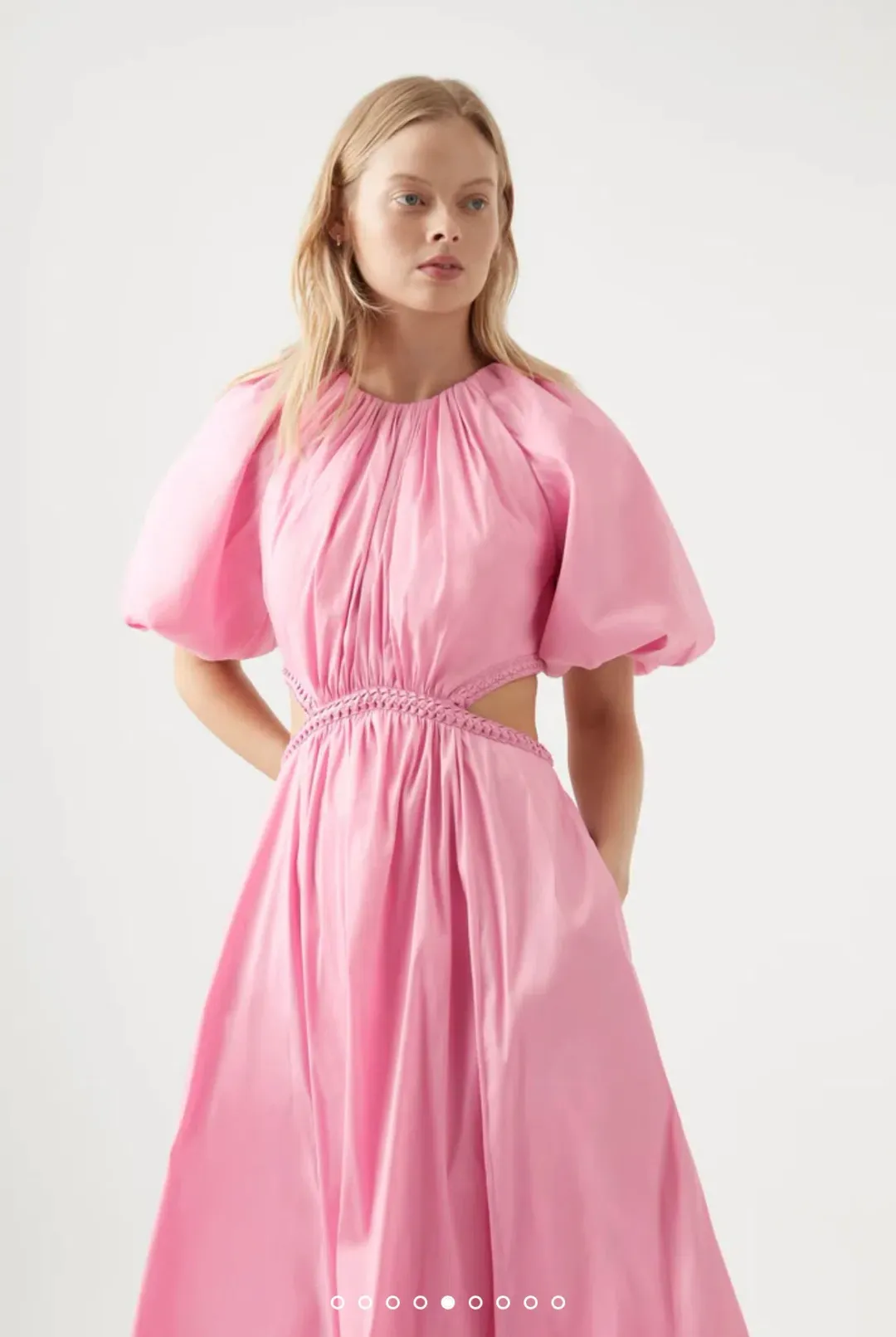 Aje Capucine Puff Sleeve Midi Dress Pink Size 6 / XS for rent on The Volte - main image