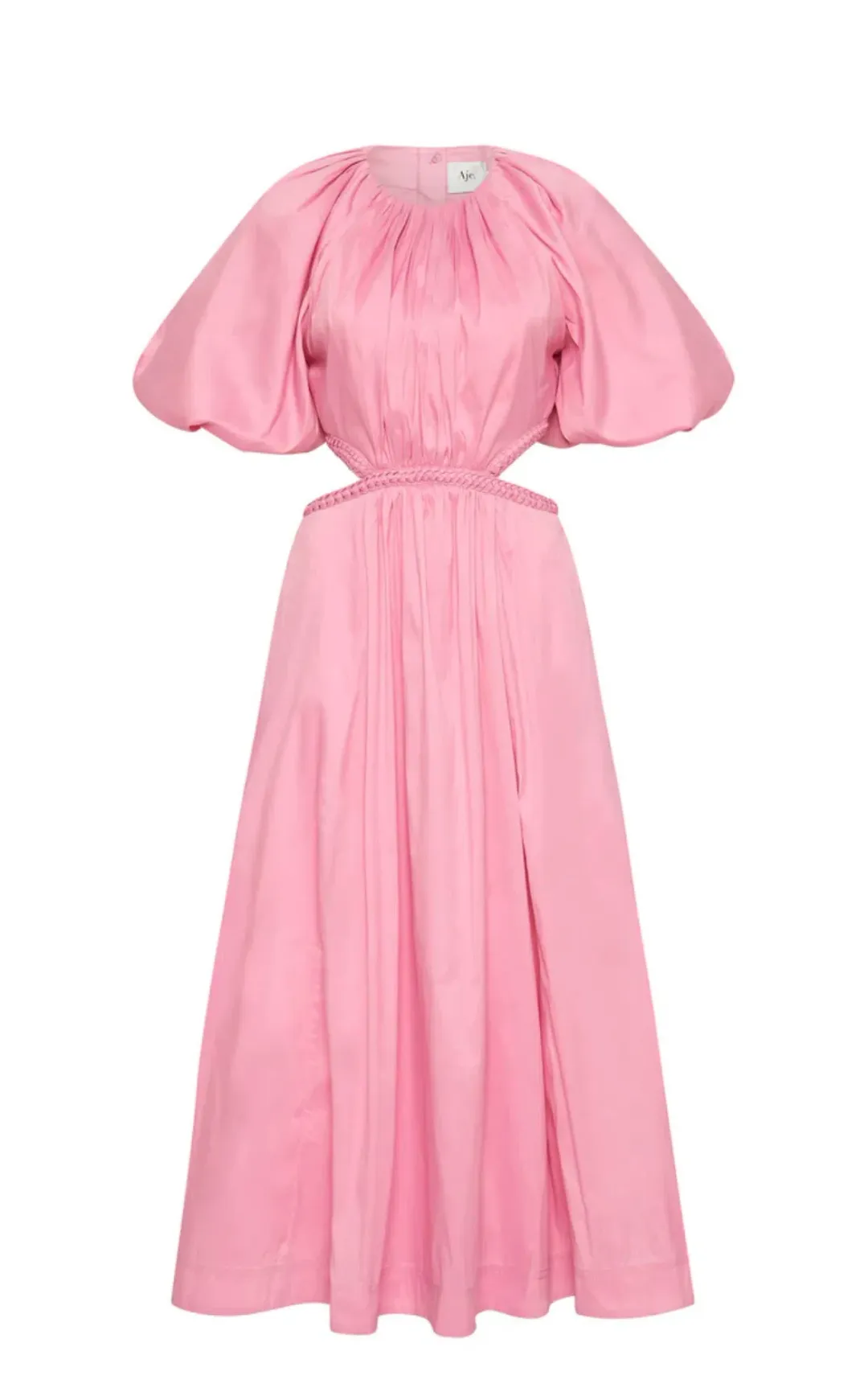 Aje Capucine Puff Sleeve Midi Dress Pink Size 6 / XS for rent on The Volte - main image