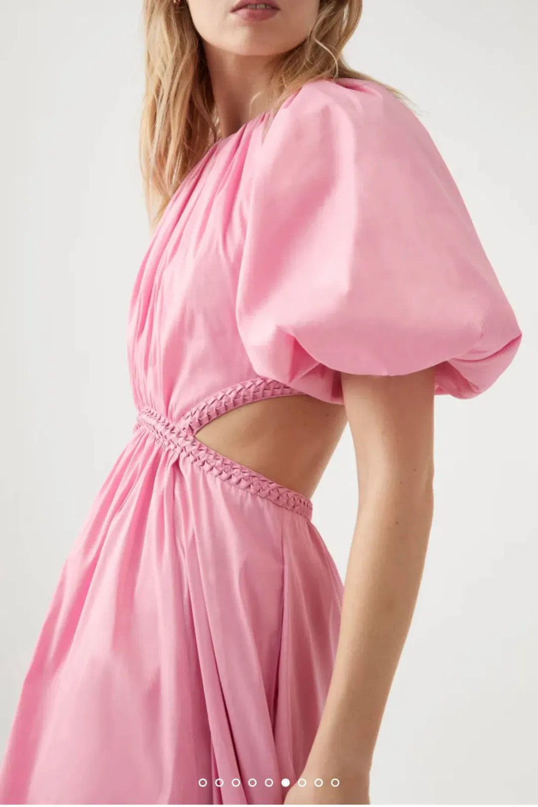 Aje Capucine Puff Sleeve Midi Dress Pink Size 6 / XS for rent on The Volte - main image