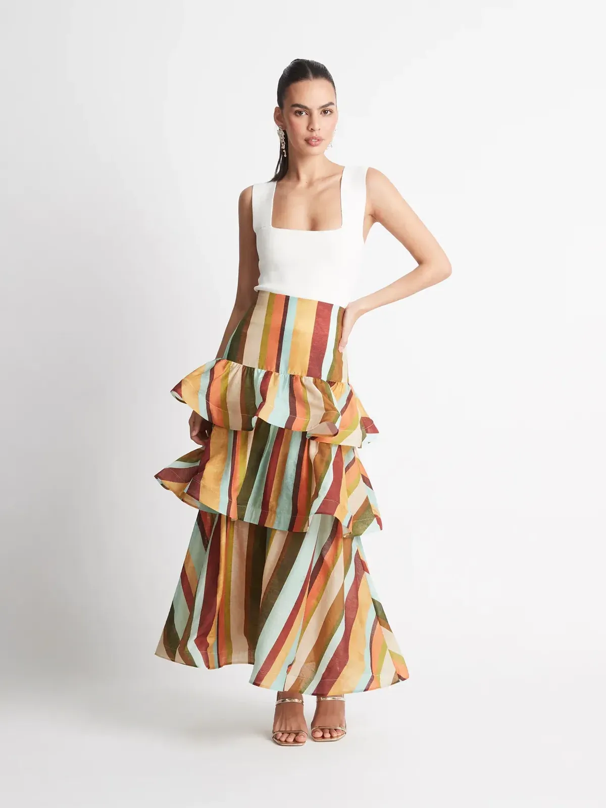 Shieke Lyon Stripe Skirt Multi Print Size 10 - Image 1