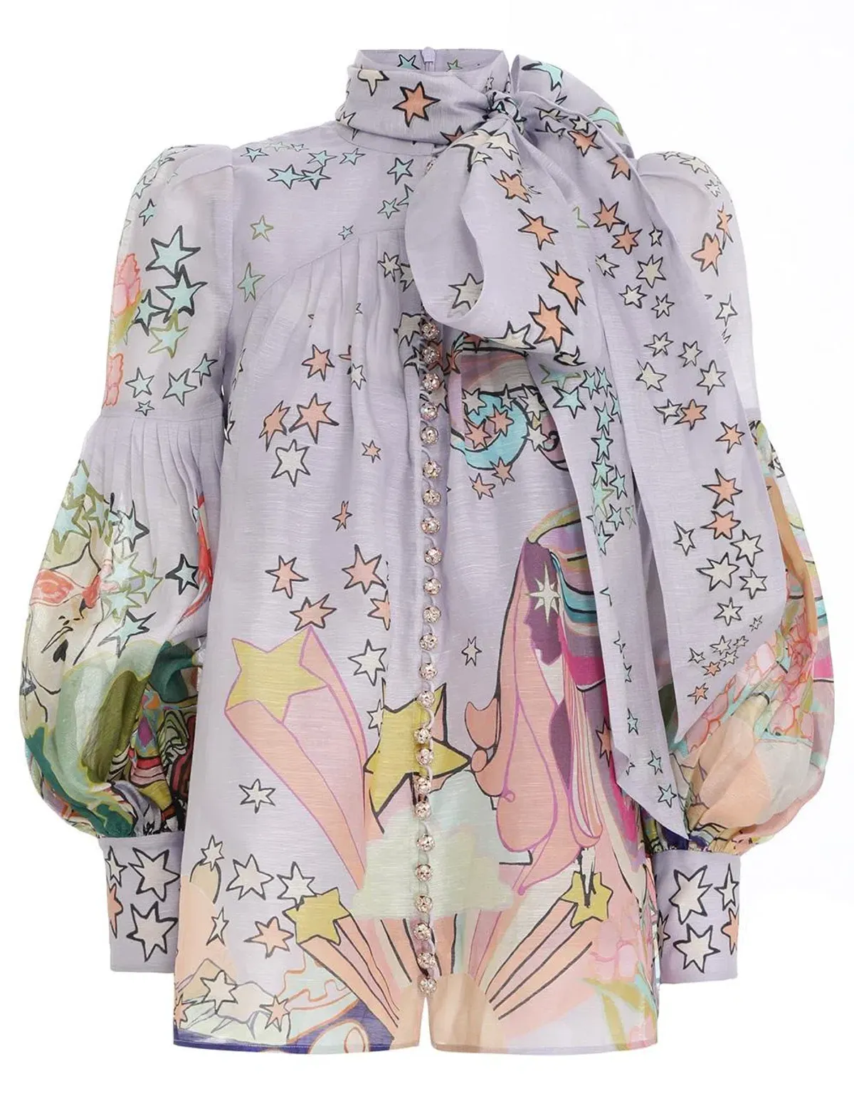 Zimmermann Concert Necktie Blouse Print Size 1/Au 10 - Image 2